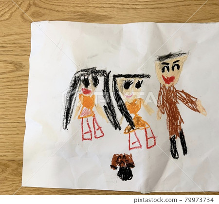 孩子們寫的家庭照片(爸爸、媽媽、孩子、狗) 孩子們寫的家庭照片(爸爸、媽媽、孩子、狗) 79973734