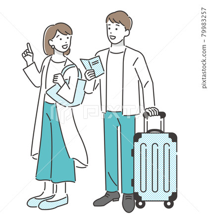 Vector illustration material of couple traveling / couple / travel 79983257