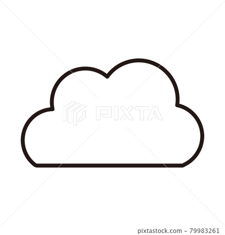 雲簡單的黑白細線圖標/白色背景 79983261