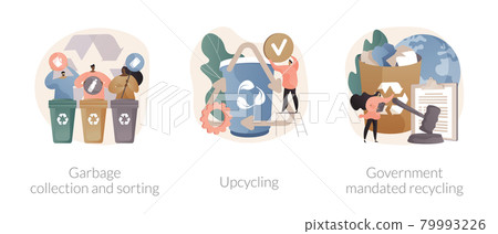Waste collection and recycling problems abstract concept vector illustrations. Waste collection and recycling problems abstract concept vector illustrations. 79993226