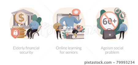 Older people lifestyle abstract concept vector illustrations. 79993234