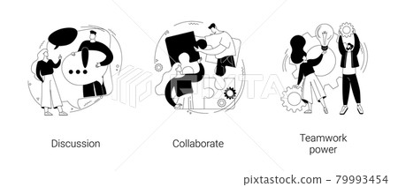 Effective team-working abstract concept vector illustrations. Effective team-working abstract concept vector illustrations. 79993454