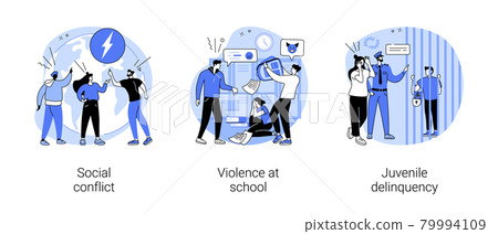 Unlawful behavior abstract concept vector illustrations. Unlawful behavior abstract concept vector illustrations. 79994109