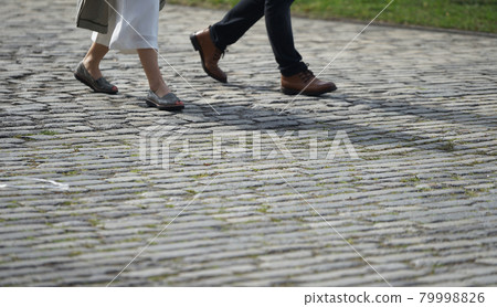 Cobblestone sidewalk on a sunny day Cobblestone sidewalk on a sunny day 79998826