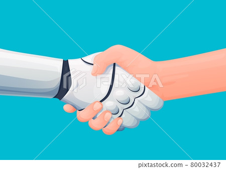 Human and robot partnership handshake 80032437