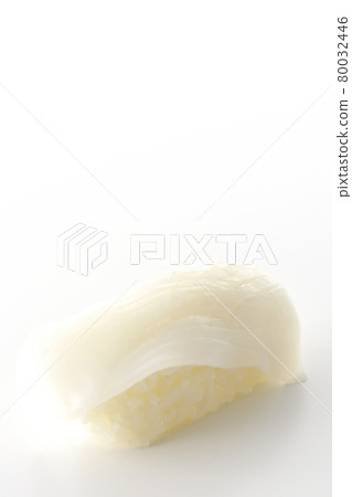 Only true squid nigiri sushi is taken separately on a white background Only true squid nigiri sushi is taken separately on a white background 80032446
