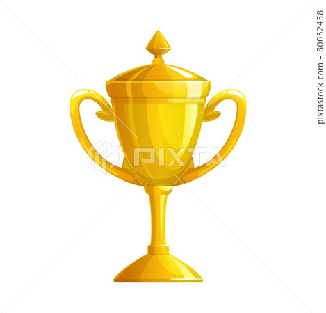 Golden cup trophy icon, sport victory gold award 80032458