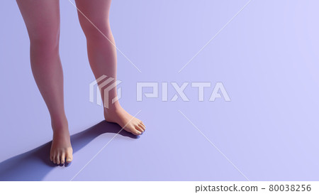 young woman beauty legs on purple background 3D illustration 80038256