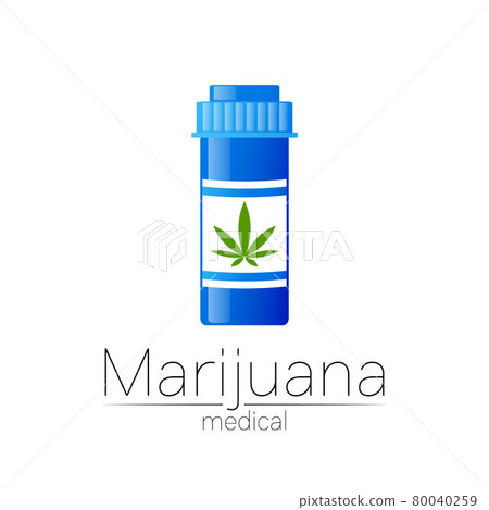 Cannabis vector logotype for medicine and doctor. Medical marijuana symbol with pill bottle. Pharmaceuticals with plant and leaf for health. Concept sign of green herb. Green color on white. Cannabis vector logotype for medicine and doctor. Medical marijuana symbol with pill bottle. Pharmaceuticals with plant and leaf for health. Concept sign of green herb. Green color on white. 80040259