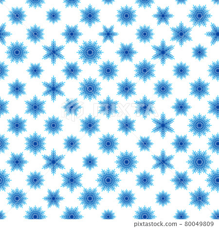 Winter seamless pattern with colorful gradient snowflakes on white background. Vector illustration for fabric, textile wallpaper, posters, gift wrapping paper. Christmas vector illustration. 80049809