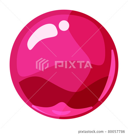 Ball red shiny glossy colorful game art. Magic crystal glass sphere, bubble shot elements. Cartoon vector GUI app 80057786