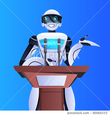 robot doctor giving speech from tribune medical conference medicine healthcare artificial intelligence robot doctor giving speech from tribune medical conference medicine healthcare artificial intelligence 80068333