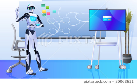 robot making presentation robotic businessperson working in office artificial intelligence technology concept robot making presentation robotic businessperson working in office artificial intelligence technology concept 80068631