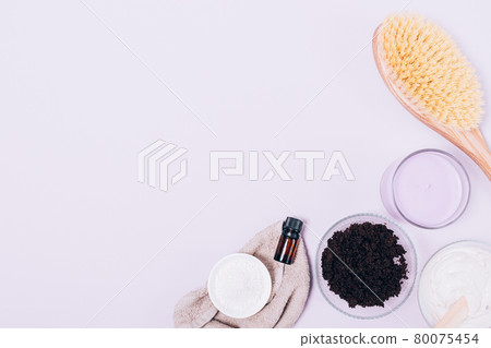Flat lay composition natural homemade cosmetics 80075454