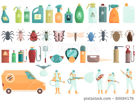 Chemical control icons set cartoon vector. Quality test 80084176