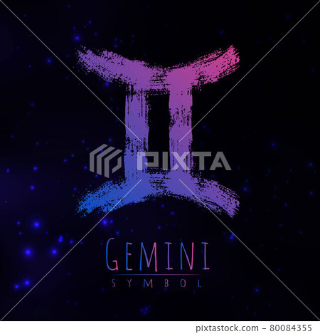 Vector abstract zodiac sign Gemini on a dark... - Stock Illustration ...