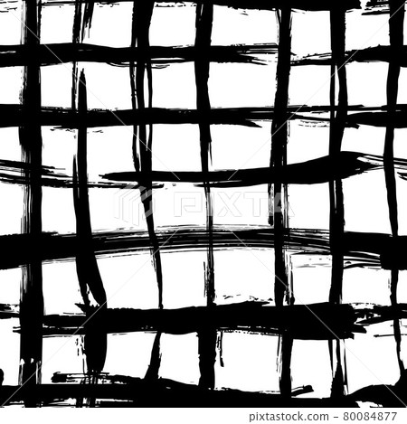 Vector seamless pattern with brush cross and cell. Black color on white background. Hand painted grange texture. Ink geometric elements. Fashion modern style. Endless plaid fabric print. Vector seamless pattern with brush cross and cell. Black color on white background. Hand painted grange texture. Ink geometric elements. Fashion modern style. Endless plaid fabric print. 80084877