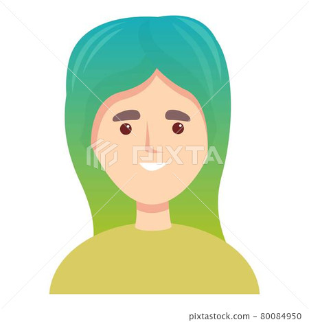 Girl green hair color icon cartoon vector. Woman fashion Girl green hair color icon cartoon vector. Woman fashion 80084950