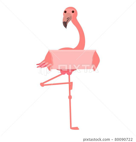 Flamingo banner icon cartoon vector. Pink zoo bird Flamingo banner icon cartoon vector. Pink zoo bird 80090722