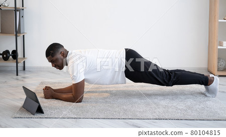 online training sportive black man strong body 80104815