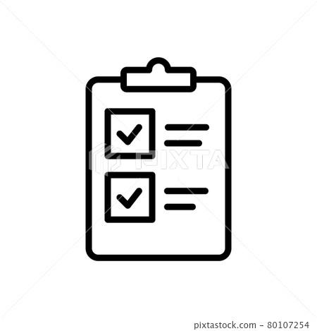 Checklist with marks icon. To do list on clipboard in simple outline design. Vector illustration isolated on white background. Editable stroke Checklist with marks icon. To do list on clipboard in simple outline design. Vector illustration isolated on white background. Editable stroke 80107254