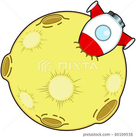 Rocket crashed on the moon (with outline) Rocket crashed on the moon (with outline) 80109538