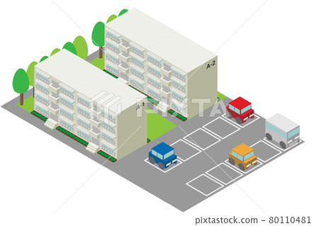 A housing complex with an isometric parking lot 80110481
