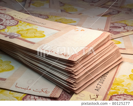 Malaysian money. Malaysian ringgit banknotes. 10 MYR ringgits bills. Malaysian money. Malaysian ringgit banknotes. 10 MYR ringgits bills. 80125277