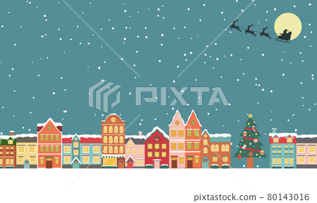 Winter Christmas cityscape vector illustration... - Stock Illustration ...