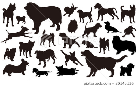 Illustration set of 26 dog silhouettes 80143136