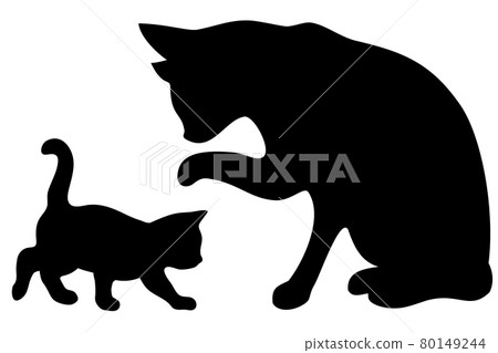 Illustration of silhouettes of two cats 80149244