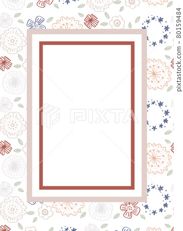 Red flower pattern frame - Stock Illustration [80159484] - PIXTA