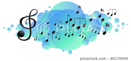 Musical melody symbols on bright blue splotch Musical melody symbols on bright blue splotch 80170049