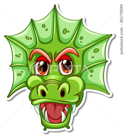 Face of green dragon cartoon character sticker Face of green dragon cartoon character sticker 80170099
