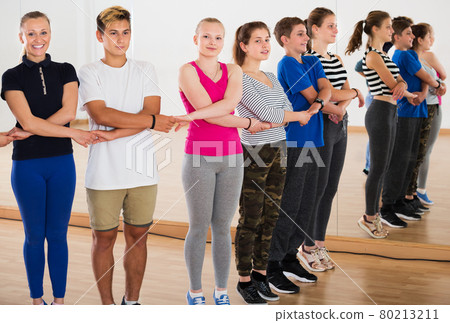 Teenagers studying folk dance Teenagers studying folk dance 80213211