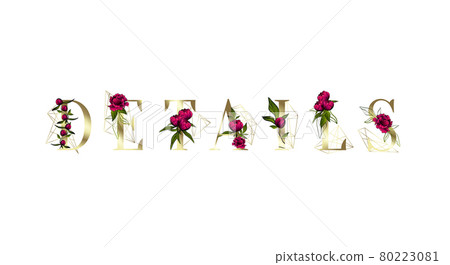 The Details label. Inscription for Greeting card design. Floral design. The Details label. Inscription for Greeting card design. Floral design. 80223081