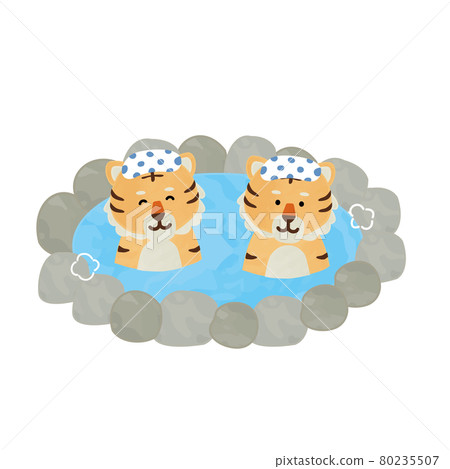 老虎進入溫泉 80235507