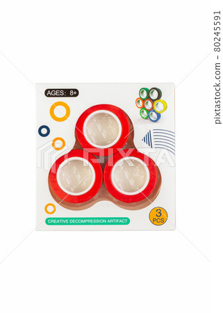 Moscow, Russia - 10/07/2020: Spinner in box magnetic rings toy for children 8 + Moscow, Russia - 10/07/2020: Spinner in box magnetic rings toy for children 8 + 80245591