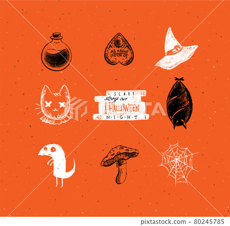 Halloween scary elements orange 80245785