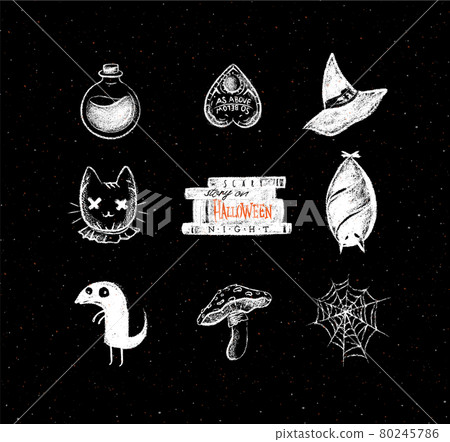 Halloween scary elements chalk Halloween scary elements chalk 80245786
