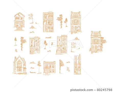 Houses and trees vintage style Houses and trees vintage style 80245798