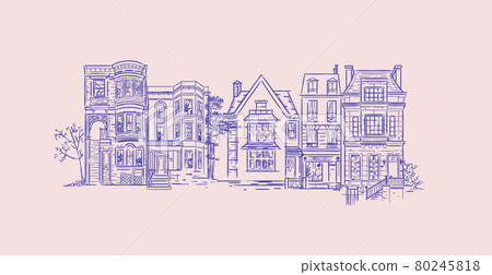 House composition old fashioned blue lines House composition old fashioned blue lines 80245818