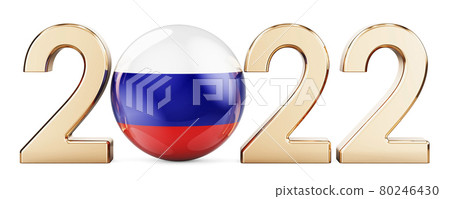 2022 with Russian flag, 3D rendering 2022 with Russian flag, 3D rendering 80246430