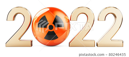 2022 with Radiation symbol. 3D rendering 2022 with Radiation symbol. 3D rendering 80246435