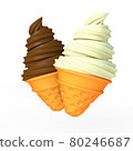 Vanilla and chocolate soft serve ice cream on a white background 80246687
