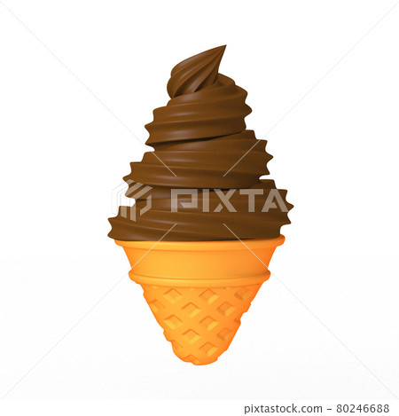 Chocolate soft serve ice cream on a white background Chocolate soft serve ice cream on a white background 80246688