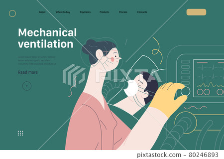 Mechanical ventilation - medical insurance illustration. Modern flat vector 80246893