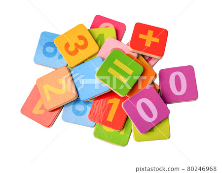 Math number colorful on white background, education study mathematics learning teach concept. 80246968