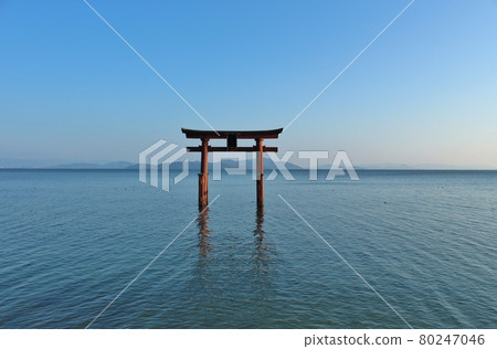 Shirakaba Shrine Torii on the lake Shirakaba Shrine Torii on the lake 80247046