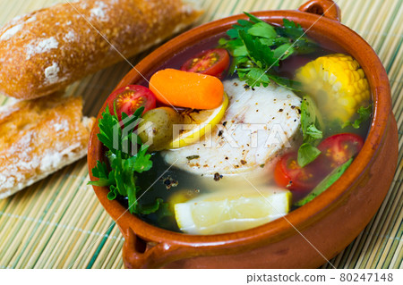 Recipe of fisher soup from merluccius Recipe of fisher soup from merluccius 80247148